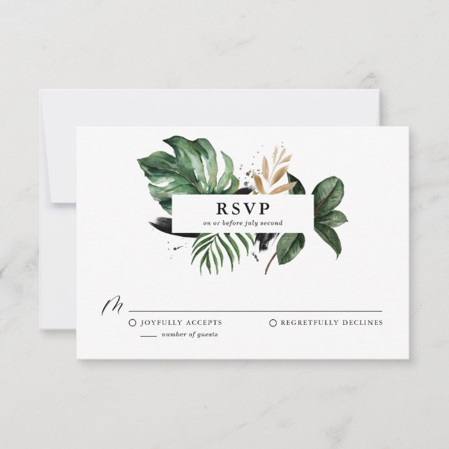 RSVP de Casamento de Folha de Ouro Faux (Frente)