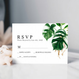 RSVP de Casamento de Folha de Palma Tropical
