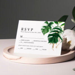 RSVP de Casamento de Folha de Palma Tropical
