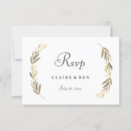 RSVP de Casamento de Folha Dourada Elegante Modern
