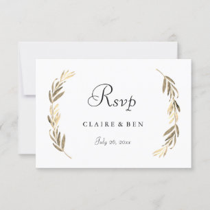 RSVP de Casamento de Folha Dourada Elegante Modern