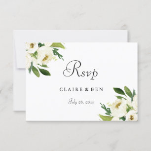 RSVP de Casamento de Folha Verde Floral Verde Eleg