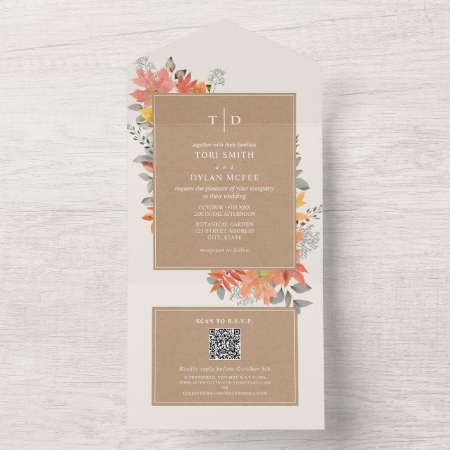 RSVP de Casamento de Folhagem de outono (Interno)