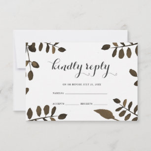 RSVP de Casamento de Folhas Botânicas Rusticas
