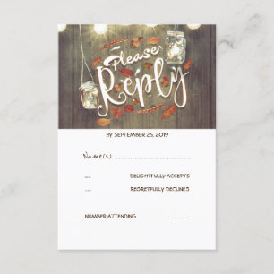 RSVP de Casamento de Folhas e Mason Jars