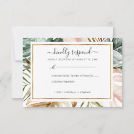 RSVP de Casamento de Folhas Tropicais