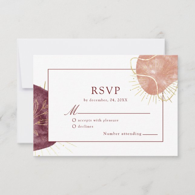 RSVP de Casamento de Forma de Aquarela abstrato (Frente)