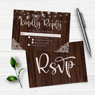 RSVP de Casamento de Forras e Madeira Rústica