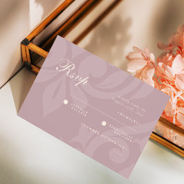 RSVP de Casamento de Foto Colorido de Ivory Damask