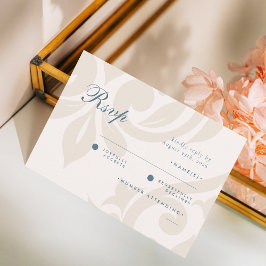 RSVP de Casamento de Foto de Teal Ivory Damask Clá