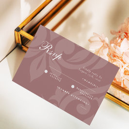 RSVP de Casamento de Foto do Damask Rosa Taupe Clá