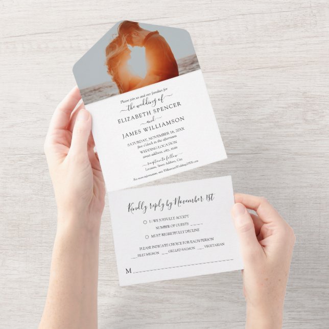 RSVP de Casamento de Foto Elegante Simples (Aba destacável)