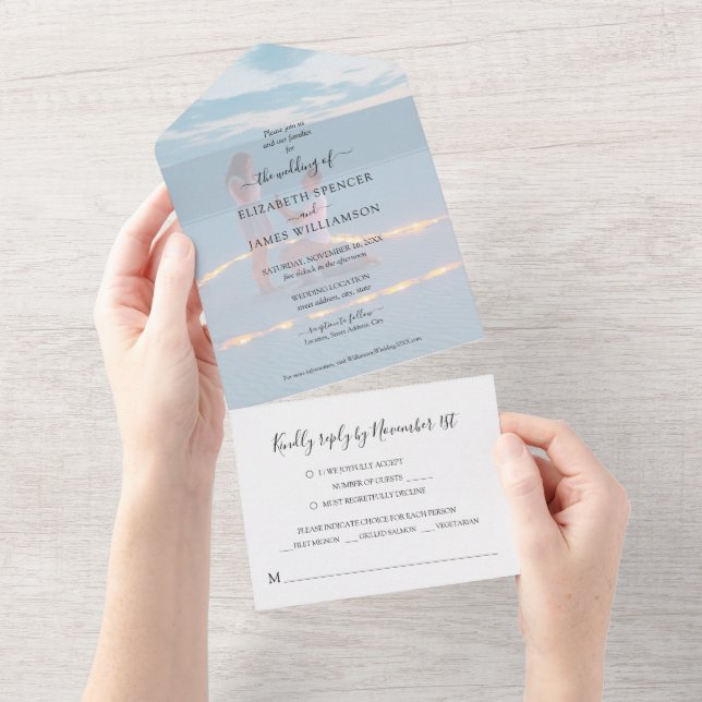 RSVP de Casamento de Foto Simples (Aba destacável)