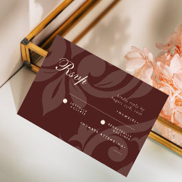 RSVP de Casamento de Foto Vermelha do Damasco Clás