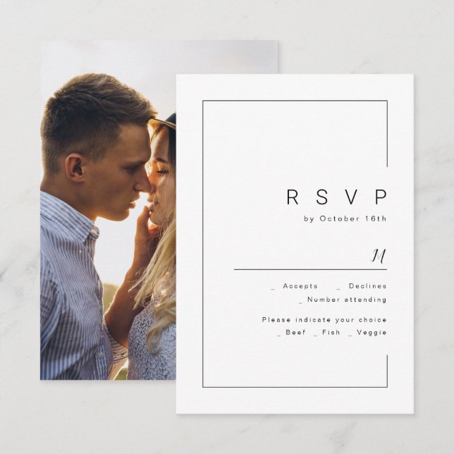 RSVP de casamento de fotos minimalistas modernas (Frente/Verso)