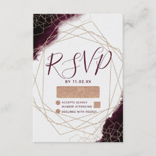 RSVP de Casamento de Frame Geométrico Burgundy Wat