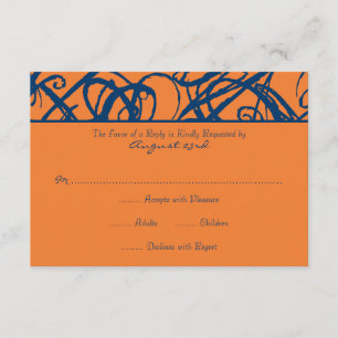 RSVP de Casamento de Frame Sketchy Azul e Laranja