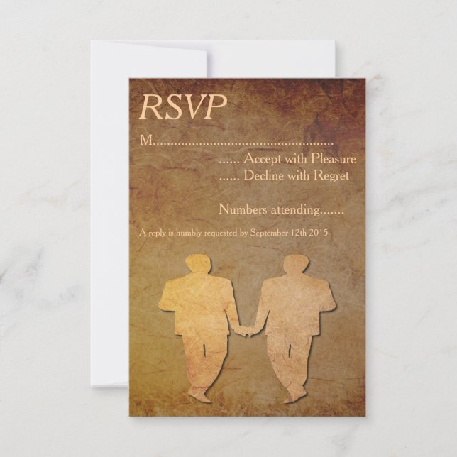 RSVP de Casamento de Gay de Sobreposição de Papel  (Frente)