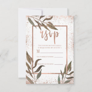RSVP de Casamento de Gelado Botânico de Cobre Dour