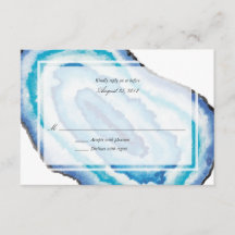 RSVP de Casamento de Geodes de Aquarela Azul