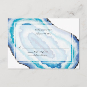 RSVP de Casamento de Geodes de Aquarela Azul