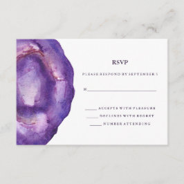 RSVP de Casamento de Geodo Purple com Aquarela