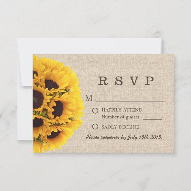 RSVP de Casamento de Girassóis Elegante (Frente)