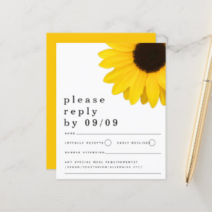 RSVP de Casamento de Girassol Amarelo