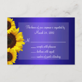 RSVP de Casamento de Girassol Azul e Amarelo
