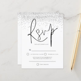RSVP de Casamento de Glitter Silver Mínimo de Orça