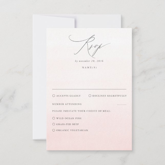 RSVP de Casamento de Gradiente de Mão Rosa Suave (Frente)