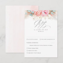 RSVP de Casamento de Grama Pampas Floral Rosa-Blus