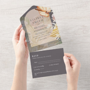 RSVP de Casamento de Grass Boho Pampas 3in1