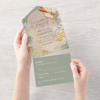 RSVP de Casamento de Grass Boho Pampas 3in1
