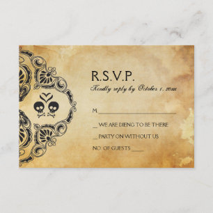 RSVP de Casamento de Halloween - Caveira e Crossbo