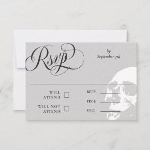 RSVP de casamento de Halloween com caveira elegant