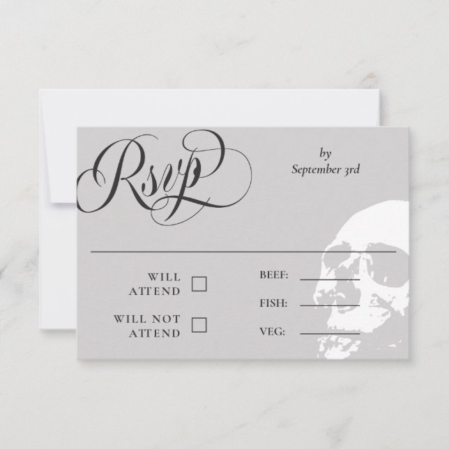 RSVP de casamento de Halloween com caveira elegant (Frente)