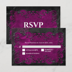 RSVP de casamento de Halloween gótico roxo escuro