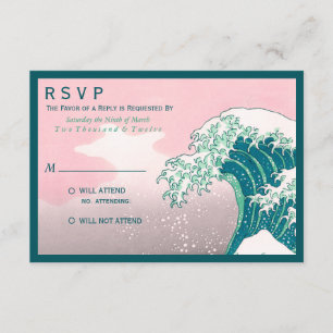 RSVP de Casamento de Impressão de Woodblock Japonê