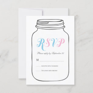 RSVP de Casamento de Jar Mason Jar, cor-de-rosa e