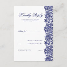 RSVP de Casamento de Lace Azul marinho