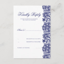 RSVP de Casamento de Lace Azul marinho