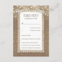 RSVP de Casamento de Lace Rustic Burlap