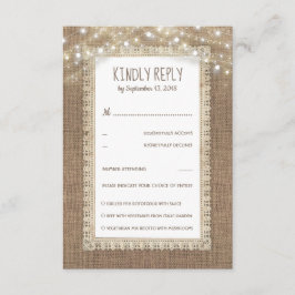RSVP de Casamento de Lace Rustic Burlap