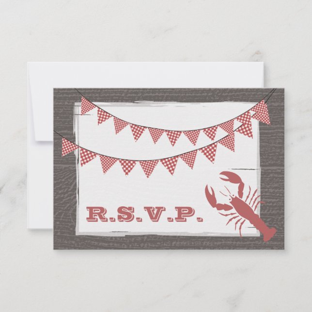 RSVP de Casamento de Lagosta Russo (Frente)