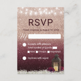 RSVP de Casamento de Lanterna Dourada do Rosa de B