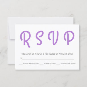 RSVP de Casamento de lavanda de Tipografia