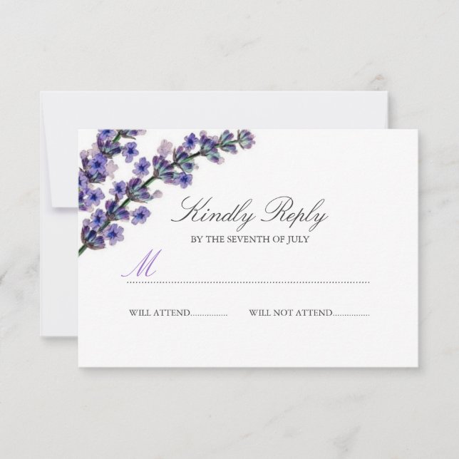RSVP de Casamento de Lavanda Roxo Elegante (Frente)