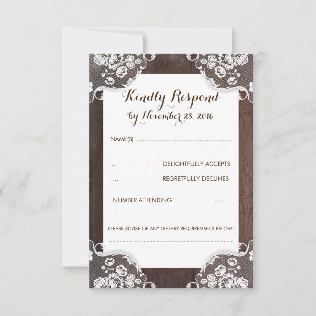RSVP de Casamento de Locais e Madeira de Respiraçã (Frente)
