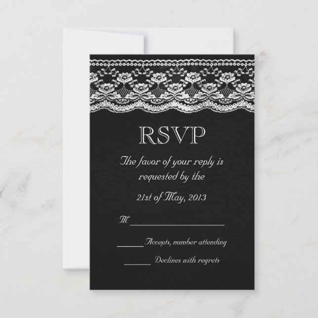 RSVP de Casamento de Locais Preto e Branco (Frente)